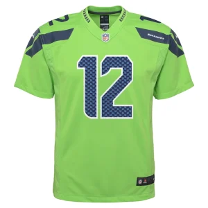 12s seattle seahawks nike youth game jersey Neon green Yth M
