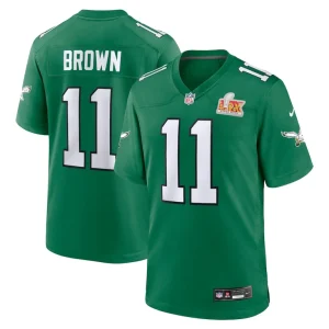 A.j. brown philadelphia eagles nike super bowl lix 2nd alternate game jersey Kelly green