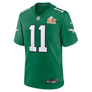A.j. brown philadelphia eagles nike super bowl lix 2nd alternate game jersey Kelly green M