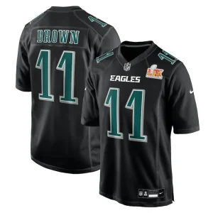 A.j. brown philadelphia eagles nike super bowl lix fashion game player jersey Carbon black