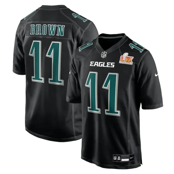 A.j. brown philadelphia eagles nike super bowl lix fashion game player jersey Carbon black
