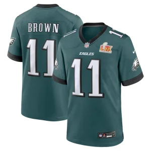 A.j. brown philadelphia eagles nike super bowl lix game player jersey Midnight green