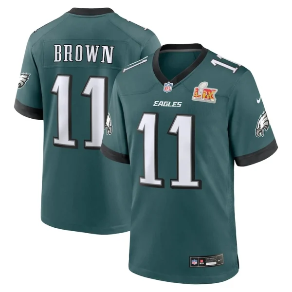 A.j. brown philadelphia eagles nike super bowl lix game player jersey Midnight green