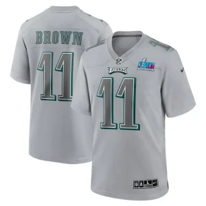 A.j. brown philadelphia eagles nike super bowl lvii patch atmosphere fashion game jersey Gray