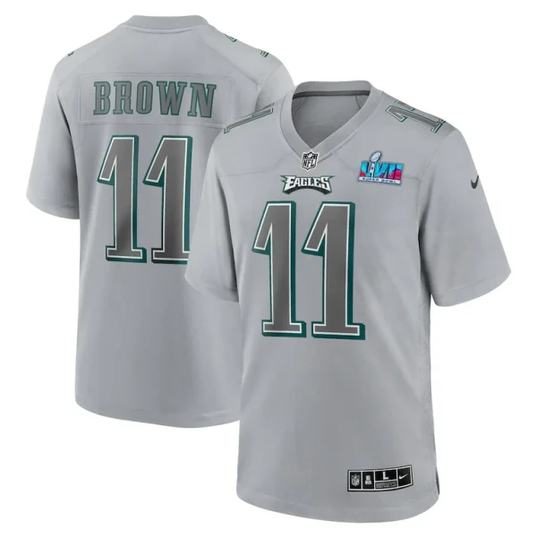 A.j. brown philadelphia eagles nike super bowl lvii patch atmosphere fashion game jersey Gray