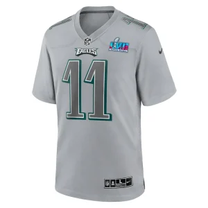 A.j. brown philadelphia eagles nike super bowl lvii patch atmosphere fashion game jersey Gray M