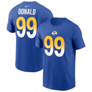 Aaron donald los angeles rams nike player name number t shirt Royal
