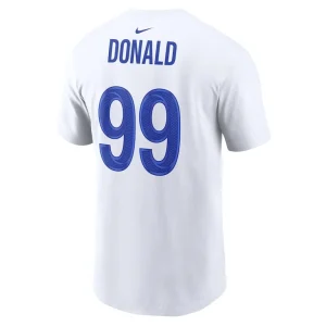 Aaron donald los angeles rams nike super bowl lvi bound name number t shirt White L