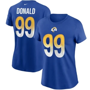 Aaron donald los angeles rams nike womens name number t shirt Royal