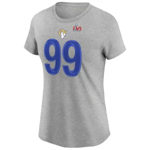 Aaron donald los angeles rams nike womens super bowl lvi bound name number t shirt Heathered gray M