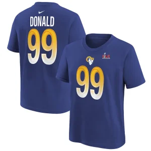 Aaron donald los angeles rams nike youth super bowl lvi name number t shirt Royal