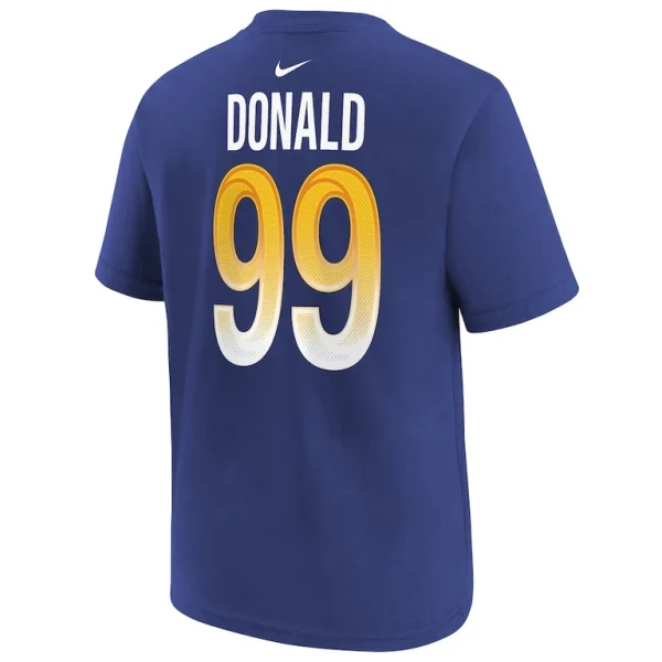 Aaron donald los angeles rams nike youth super bowl lvi name number t shirt Royal Yth L