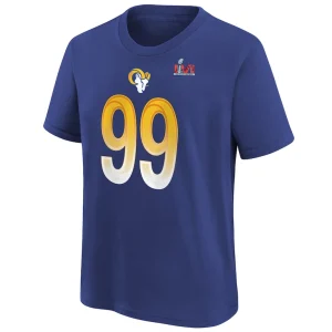 Aaron donald los angeles rams nike youth super bowl lvi name number t shirt Royal Yth M