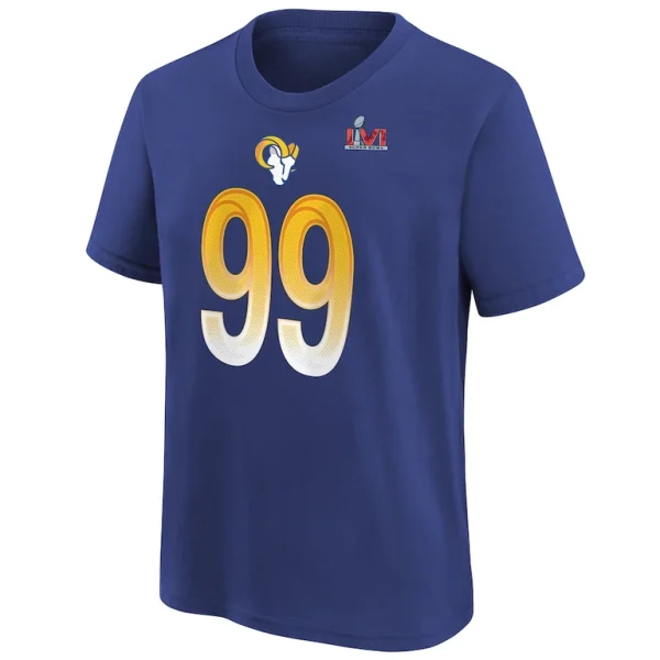 Aaron donald los angeles rams nike youth super bowl lvi name number t shirt Royal Yth M