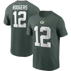 Aaron rodgers green bay packers nike name number t shirt Green