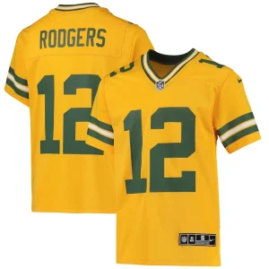 Aaron rodgers green bay packers nike youth inverted team game jersey Gold