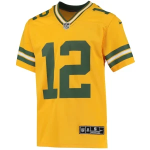 Aaron rodgers green bay packers nike youth inverted team game jersey Gold Yth M