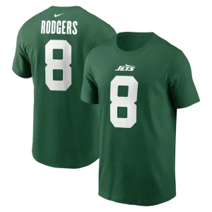 Aaron rodgers new york jets nike name number t shirt Legacy green