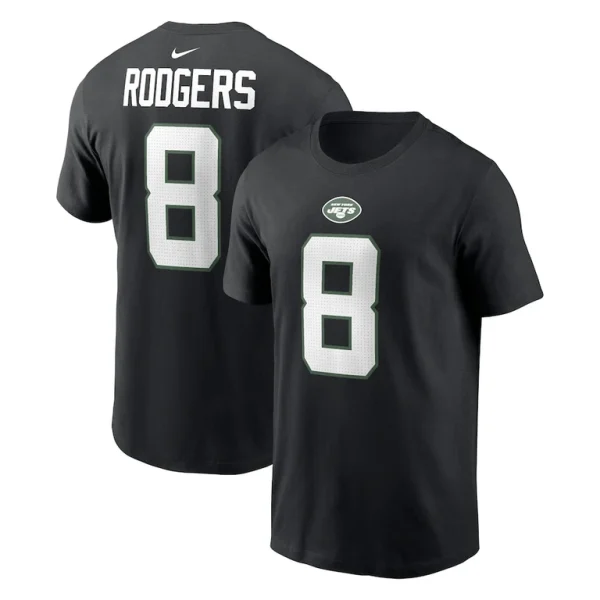 Aaron rodgers new york jets nike player name number t shirt Black