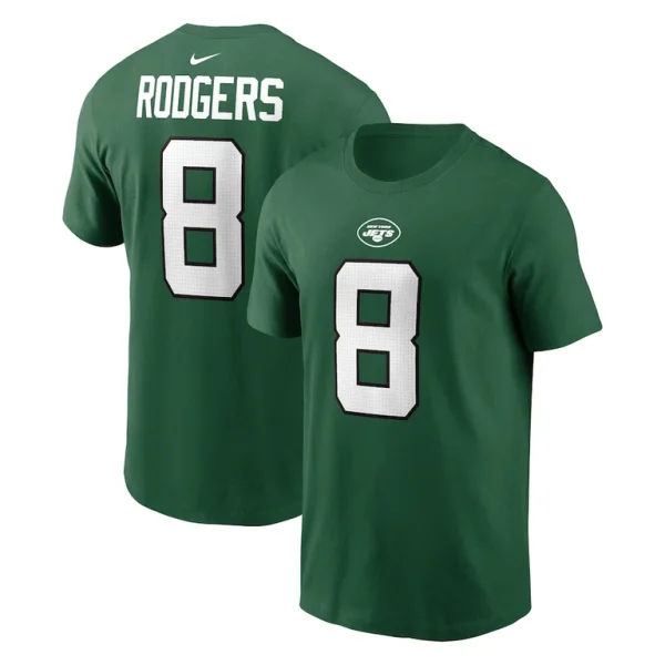 Aaron rodgers new york jets nike player name number t shirt Green