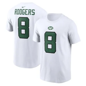 Aaron rodgers new york jets nike player name number t shirt White