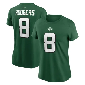 Aaron rodgers new york jets nike womens player name number t shirt Green