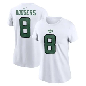 Aaron rodgers new york jets nike womens player name number t shirt White