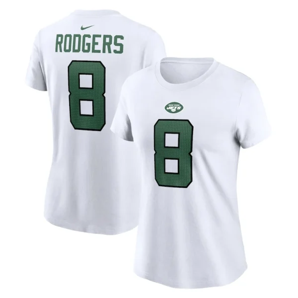 Aaron rodgers new york jets nike womens player name number t shirt White