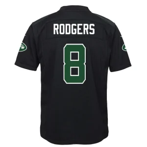 Aaron rodgers new york jets nike youth game fashion jersey Black Yth L