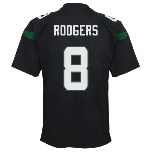 Aaron rodgers new york jets nike youth game jersey Black Yth M