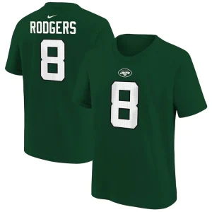 Aaron rodgers new york jets nike youth player name number t shirt Green