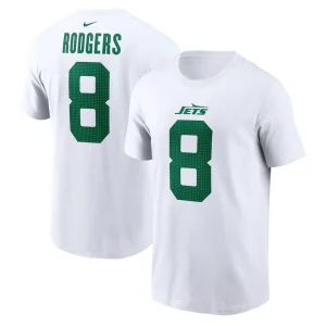 Aaron rodgers new york jets nike youth player name number t shirt White