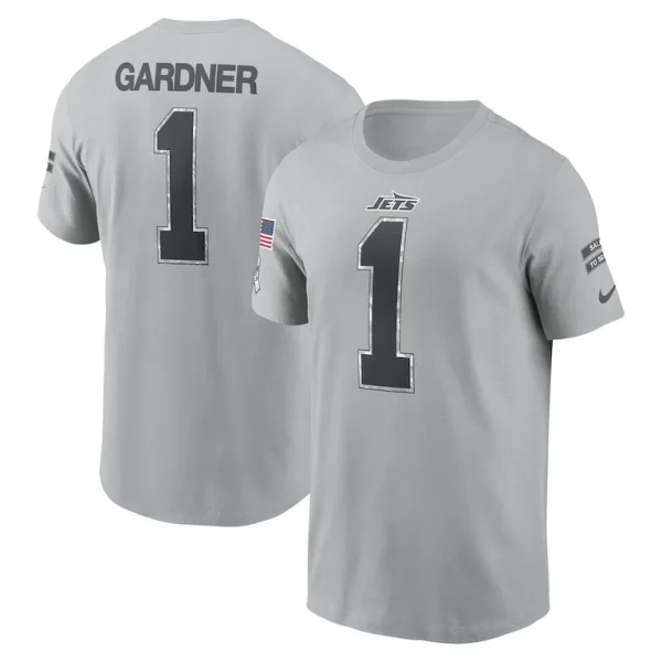 Ahmad sauce gardner new york jets nike 2024 salute to service name number t shirt Gray