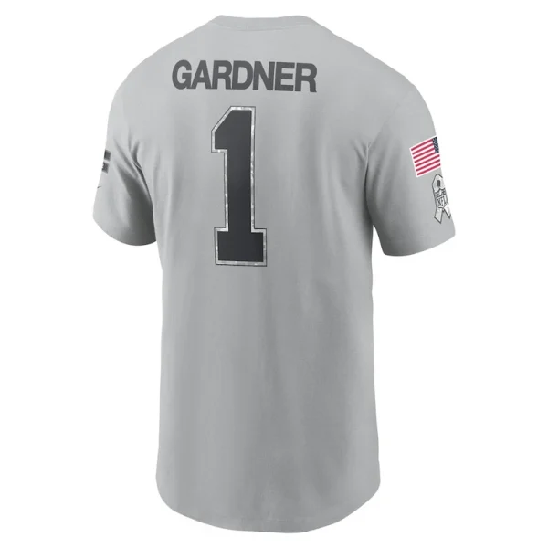Ahmad sauce gardner new york jets nike 2024 salute to service name number t shirt Gray L