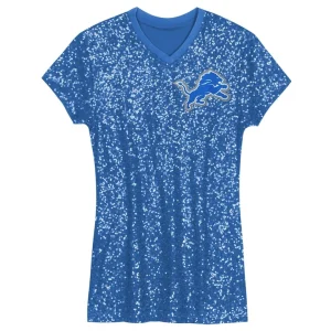 Aidan hutchinson detroit lions girls youth sequin player name number v neck dress Blue Yth M