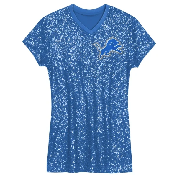 Aidan hutchinson detroit lions girls youth sequin player name number v neck dress Blue Yth M