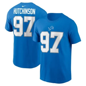 Aidan hutchinson detroit lions nike name number t shirt Blue