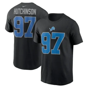 Aidan hutchinson detroit lions nike player name number t shirt Black