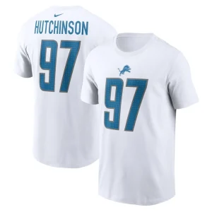 Aidan hutchinson detroit lions nike player name number t shirt White