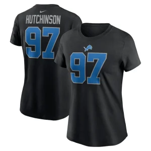 Aidan hutchinson detroit lions nike womens player name number t shirt Black
