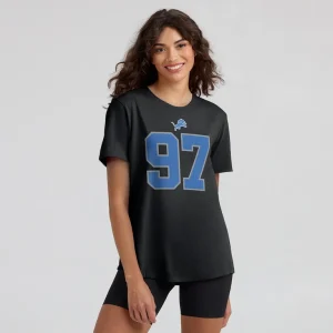 Aidan hutchinson detroit lions nike womens player name number t shirt Black XL
