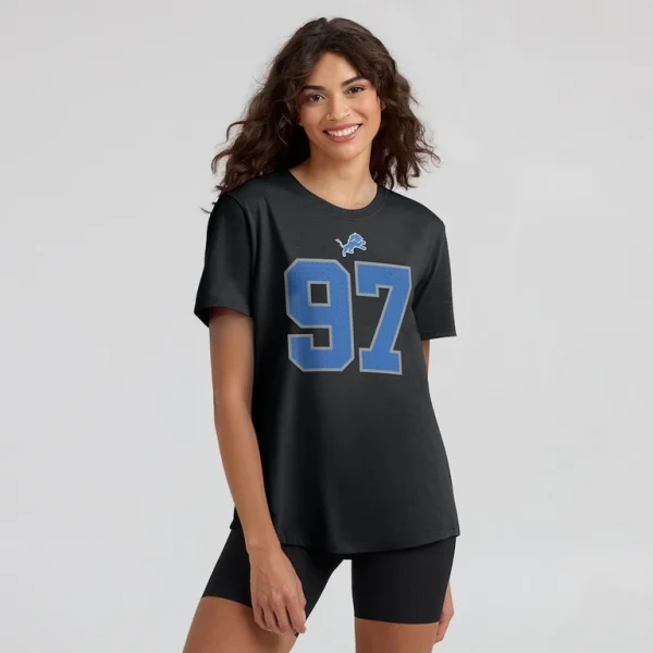 Aidan hutchinson detroit lions nike womens player name number t shirt Black XL