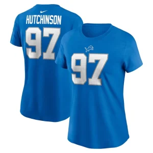 Aidan hutchinson detroit lions nike womens player name number t shirt Blue