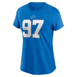 Aidan hutchinson detroit lions nike womens player name number t shirt Blue M