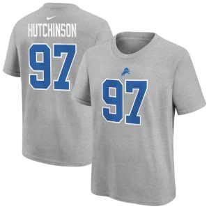 Aidan hutchinson detroit lions nike youth player name number t shirt Gray