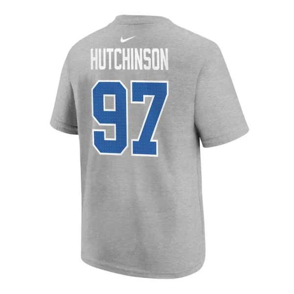 Aidan hutchinson detroit lions nike youth player name number t shirt Gray Yth L