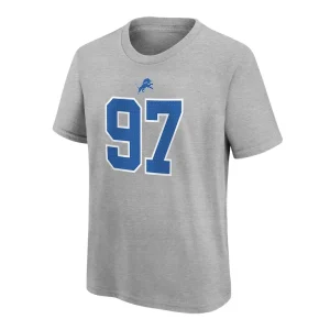 Aidan hutchinson detroit lions nike youth player name number t shirt Gray Yth M