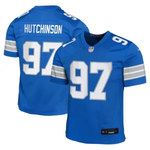 Aidan hutchinson detroit lions nike youth team player game jersey Blue
