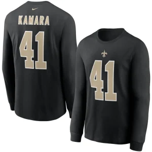 Alvin kamara new orleans saints nike player name number long sleeve t shirt Black