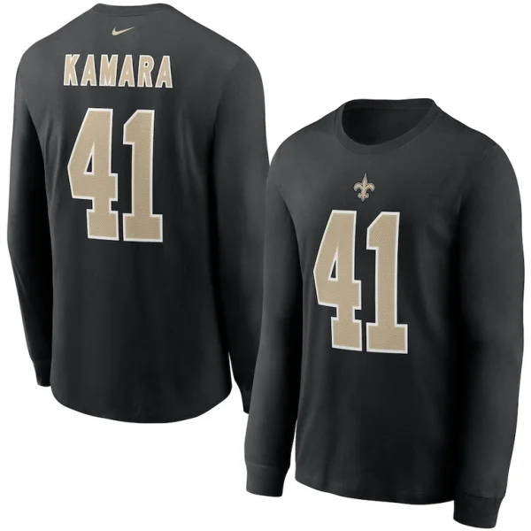Alvin kamara new orleans saints nike player name number long sleeve t shirt Black